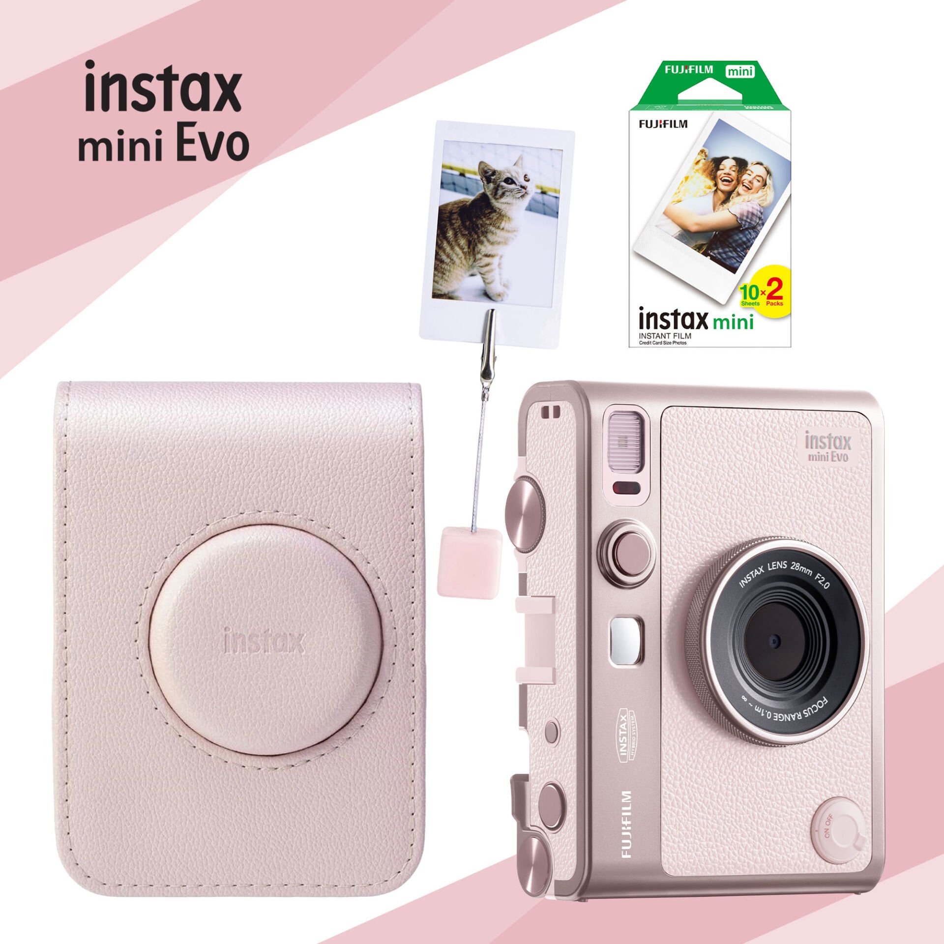 Instax Mini Evo Fotoğraf Makinesi Gentle Rose + 20'li Film ve Çanta Set