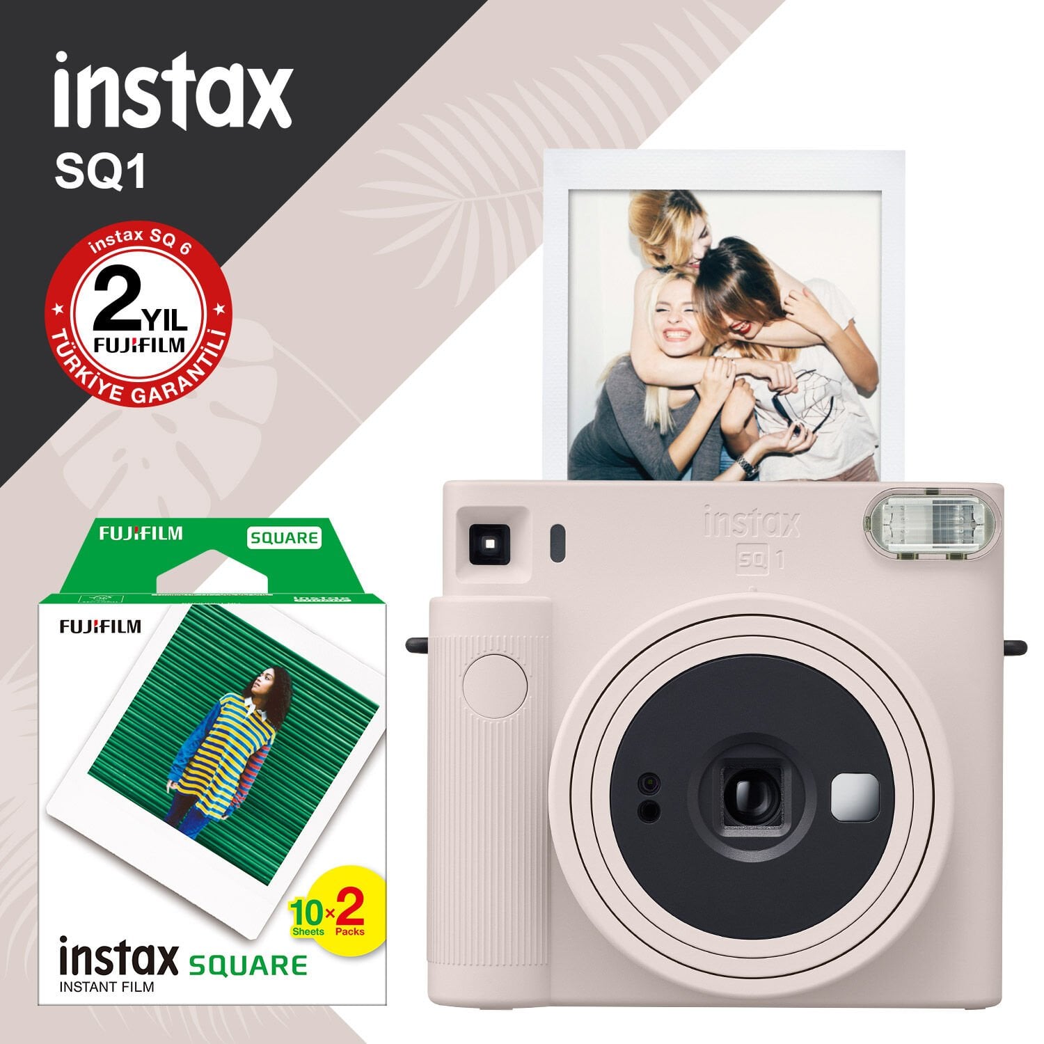 Instax Square SQ1 Fotoğraf Makinesi Beyaz ve 20'li Film