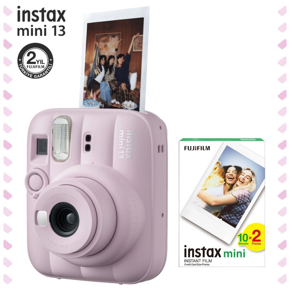 Instax Mini 13 Fotoğraf Makinesi Pembe ve 20'li Film Set