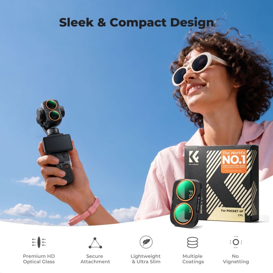 K&F Concept Dji Osmo Pocket 4P İçin Polarize (CPL) Filtre (Plastik )