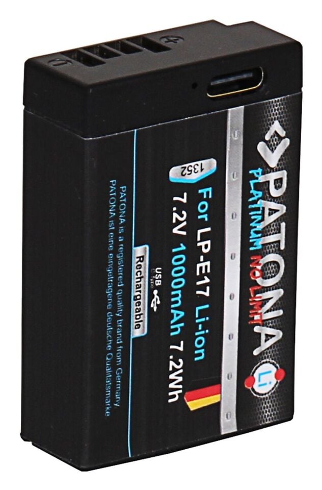 Patona 1352 Platinum Usb-C Girişli Batarya Canon LP-E17 EOS RP 77D 200D 750D 760D 8000D Kiss X8i M3 Rebel